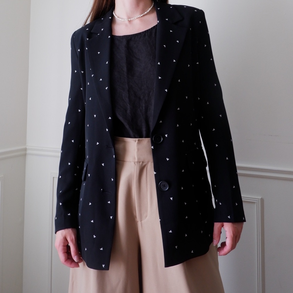 Inwear Black Patterned Women's Blazer - Classic Tailored Jacket